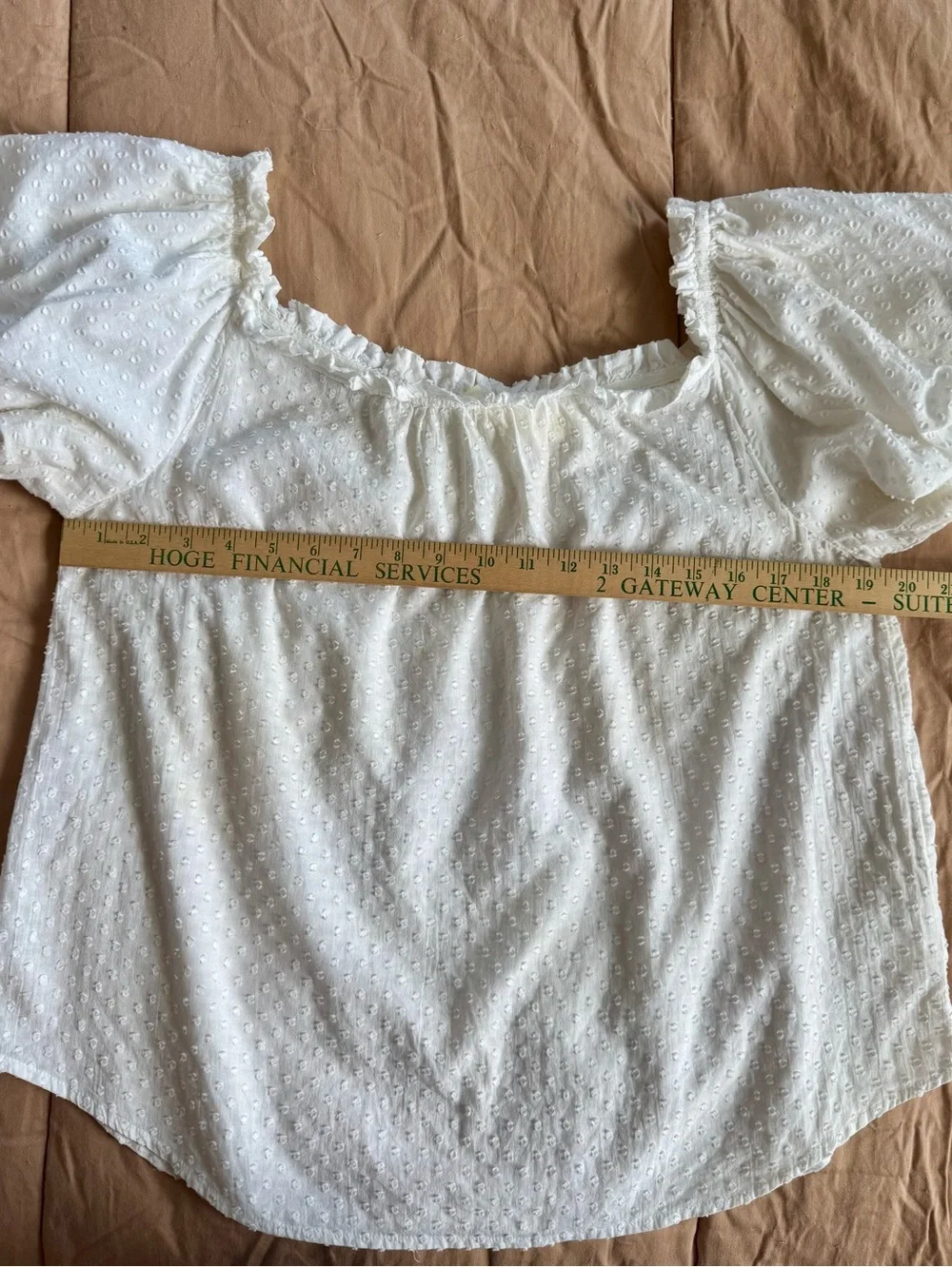 Anthropologie Maeve Sojourner Swiss Dot Off Shoulder White Top Size 12